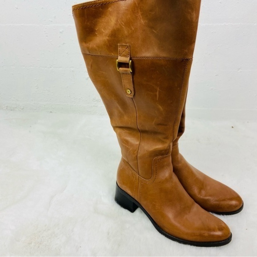 Franco Sarto Lizbeth wide calf tan Leather Riding Boots size 8